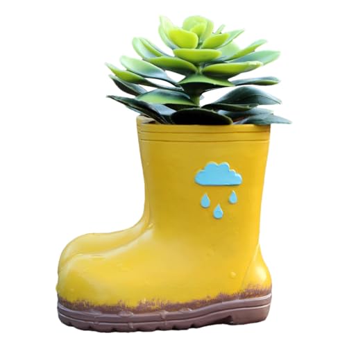 Hogvinnatil Maceta en forma de bota, maceta en forma de bota,Jarrón de resina en forma de lluvia amarilla creativa | Decoraciones divertidas del jardín, Ornamento de la pieza central de la jardinera