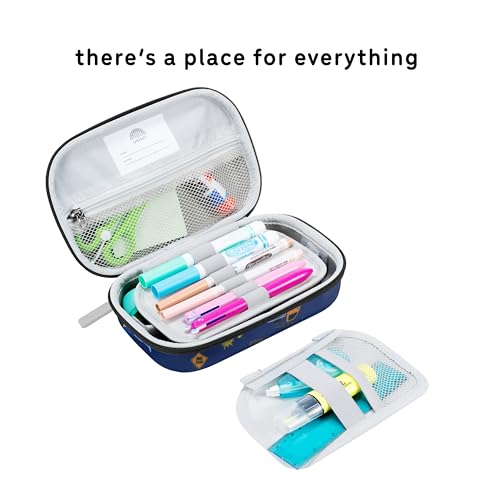 Image of uninni Pencil Case Large Capacity Water-Resistant Polyester Removeable Dividers Organize School Supplies Colorful Designs Great for Kids, Back to School (Construction Truck Dino)