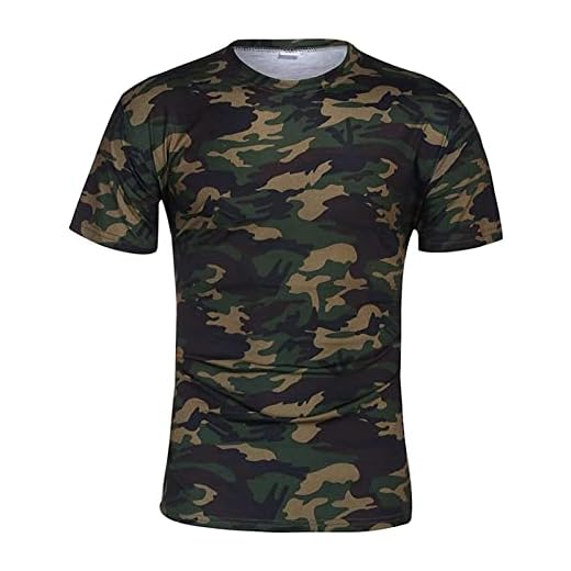 T-Shirts Camouflage à Manches à Manches Courtes pour Hommes Kirmt Hipster De Camouflage AthléTique D'EntraîNement Tee Militaire De Plage D'éTé (ArméE Verte,4XL)
