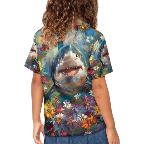 Image of PinUp Angel Funky Casual Hawaiian Shirt Kids Boys Girls Art Oil Painting Animal Pattern Short Sleeve Unisex Beach Shirt