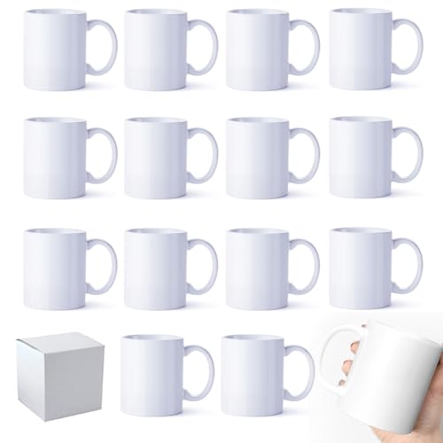 MYSUB Sublimation Coffee Mugs 11oz White Blank Ceramic Cups For Tea Cocoa With White Box Packing Set of 12Pcs