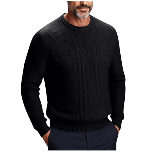 Men's Oversized Sweater Long Sleeve Crew Neck Y2K Slim Fit Basic Casual Jacquard Knitted Pullover Sweaters Top