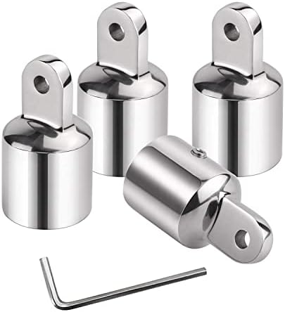 Yanyu 4 Pack 1 inch Bimini Top Eye Cap End Fitting Stainless Steel 316 Boat Hardware Bimini Top Canopy Fits 1 inch O.D. Round Tubing with L Shape Hex Key