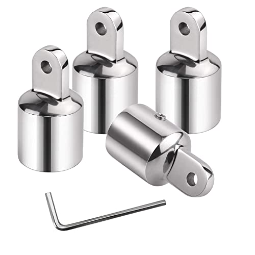 Yanyu 4 Pack 1 Inch Bimini Top Eye Cap End Fitting Stainless Steel 316 Boat Hardware Bimini Top Canopy Fits 1 Inch O.d. Round Tubing With L Shape Hex Key #TOP1