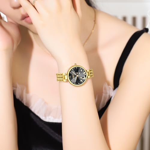 Image of NIBOSI Watch for Woman Analog Quartz Square Rose Gold Ladies Watch Stainless Steel Mesh Band Elegant Waterproof Diamond Wrist Watch