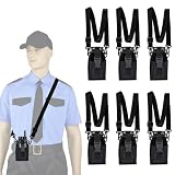 6 Pack Universal Two-Way Radio Holster with Adjustable Shoulder Holster Strap, Heavy Duty Walkie Talkie Pouch for Security, Outdoor Hiking, Firefighter & Construction, Hands-Free Radio Holder Case