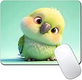 Cute Bird Mouse Pad, Green Non-Slip Rubber Mousepad, 9.45 x 7.87 Inch Smooth Tracking Computer Desk Mat with Rounded Corners for Office, Home, Laptop and Everyday Use