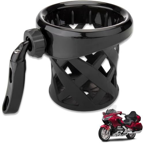 Goldwing GL1800 Motorcycle Handlebar Cup Holder Water Bottle Drink Holder Compatible with Honda Gold Wing GL 1800 Trike 2001-2021 F6B 2013-2021,for Harley 82-up Models(B-Black H-4.1inch)