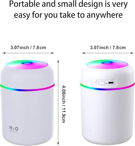 Image of 300ml Essential Oil Diffuser & Humidifier - Ultrasonic Cool Mist with Quiet Operation, LED Lights - Aromatherapy Air Freshener for Home, Office, Car(Colours May Vary)