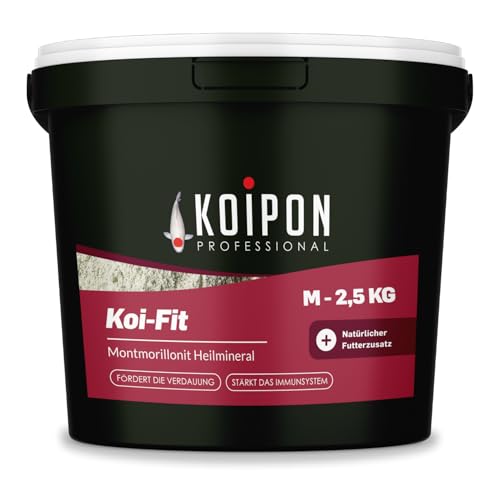 KOIPON Koi-Fit 2,5 kg Futteraufwertung für Koifutter und Goldfischfutter, Montmorrilonit Premium-Mineral zur Farbentwicklung und Gesunderhaltung von Fischen