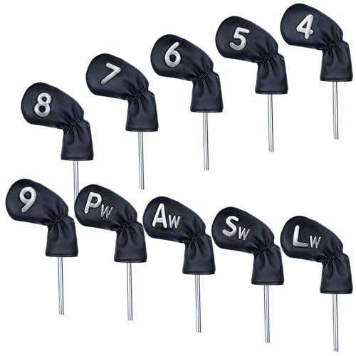 10 Pcs Iron Covers for Golf Clubs, Premium PU Leather