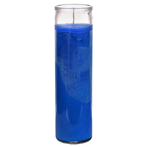 Blue Glass Jar Prayer Candle, Premium Wax Candles, Great for Sanctuary, Vigils, Prayers, Blessing (1 Unit)