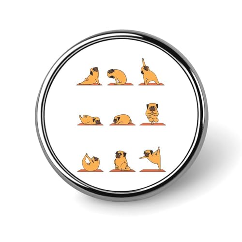 バッジ 円形 徽章 おもしろ パグ ヨガ 犬 缶バッジ 胸章 ピンバッチ ボタンブローチ 25mm おしゃれ ネクタイピン コレクション バッグ飾 帽子 胸飾り かばん掛け 工芸品 取付簡単 男女兼用 プレゼント