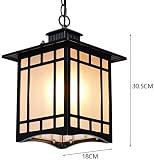 Wodoodporna E27 Kwadratowa metalowa lampa wisząca w stylu vintage Amerykański przemysł Retro Zewnętrzna lampa wisząca Latarnia Ogród Balkon Korytarz Alejek Weranda Żyrandol Oświetlenie (Rozmiar: 28 *