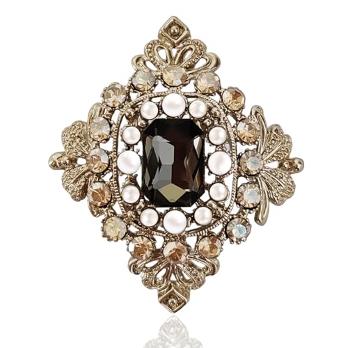 Image of Vintage Brooch Pin for Women Girls Baroque Retro Gold Cross Brooch Accessories Elegant Austrian Crystal Rhinestone Brooch Pin Dress Coat Sweater Suit Party Wedding Gifts Victorian Bridal Jewelry