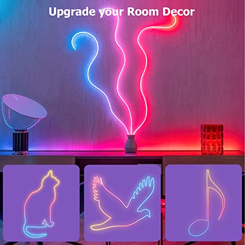 Image of 16.4ft WiFi RGB Rope Lights with Music Sync, Waterproof Flexible Dimmable Smart LED Strip Lights for Bedroom with Remote and Adapter, Compatible with Alexa, Indoor Outdoor Decor