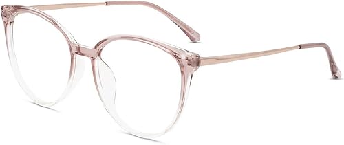 Firmoo Lentes de gran tamaño con bloqueo de luz azul para mujereshombres, antirreflejos, antifatiga ocular, elegantes gafas redondas para