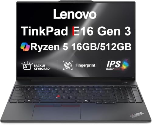 Image of Lenovo ThinkPad E16 Gen 3 AI Business Laptop 16" IPS FHD+ Display (AMD Ryzen 5 230 (> Ryzen 5 7535U), 16GB DDR5, 512GB SSD, Fingerprint, Backlit, Thunderbolt 4, 5MP RGB Webcam, Win11Pro) w/Copilot