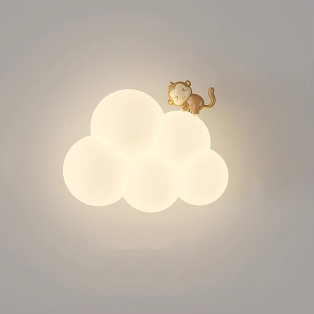 Appliques murales LED pour enfants nuage animal mignon abat-jour lait blanc intensité variable