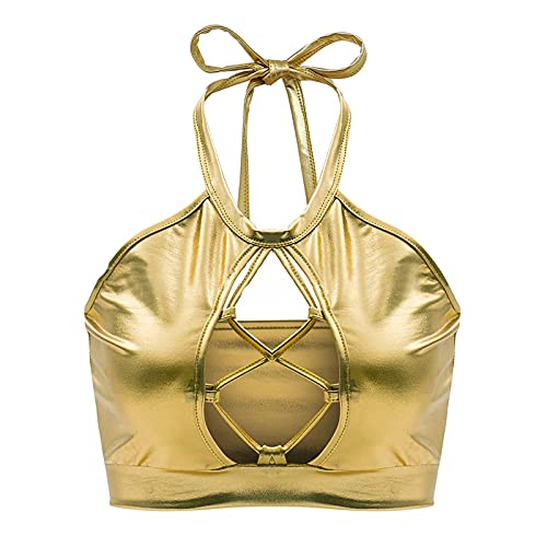 Débardeur soutien-gorge brillant argent pour lingerie rave et costume
