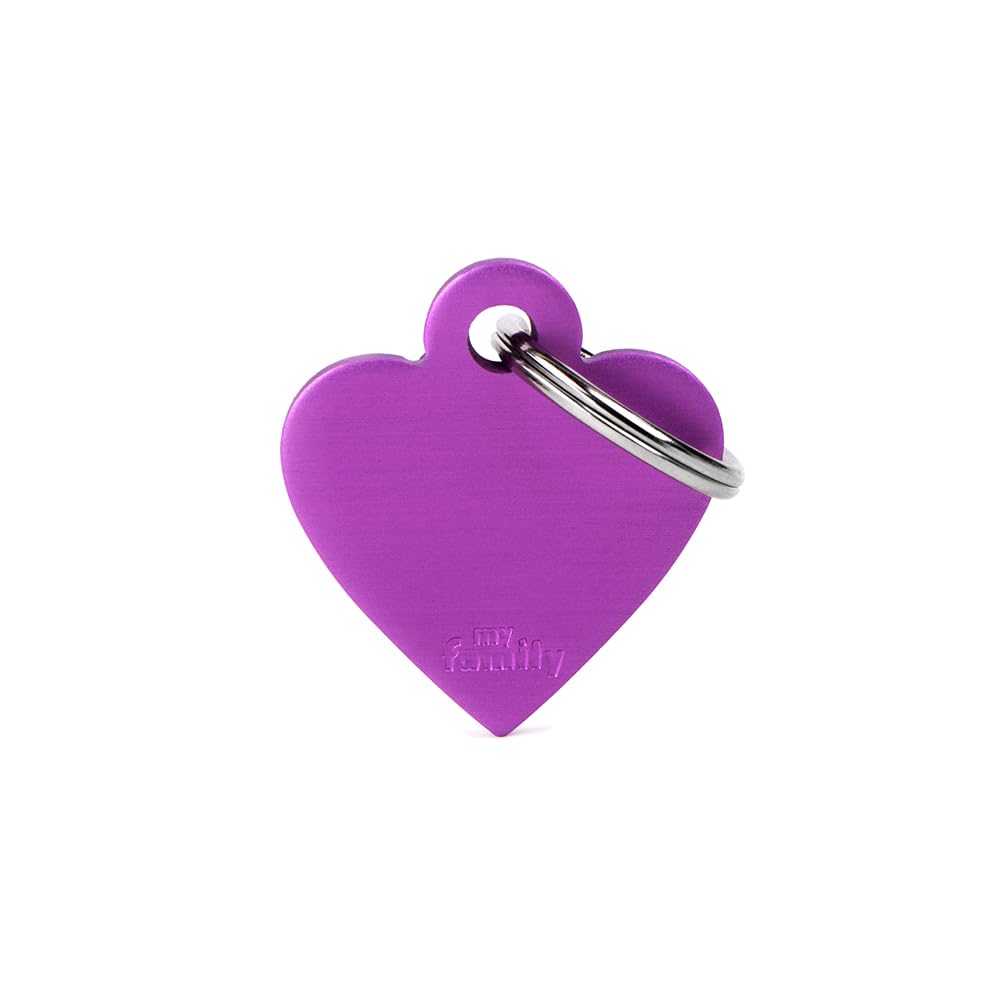 MyFamily Personalized Pet ID Tag Made in Italy, Small Heart, Free Engraving, Enamelled Metal, Basic Collection, 25X28 mm