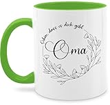 Tasse Tassen 325ml - Großmutter - Schön, dass es dich gibt Oma - mit Blumenkranz - 325 ml - Hellgrün - oma-tasse omi omas teetasse geschenke für omis omilein grandma geschenk granny enkelkinder