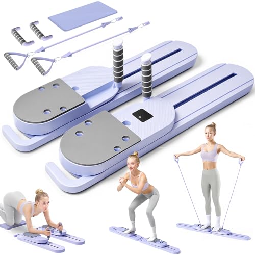 Pilates Reformer Board – Pilates Geräte für Zuhause, Faltbares & Tragbares Mini Pilates Board mit Resistance Bands, Home Workout Equipment für Core & Ganzkörper Training