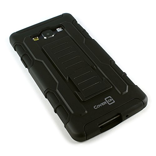 Samsung A7 Cover Case, Coveron [Trekker Series] Hybrid Belt Clip Holster Kickstand Combo Cover Case For Samsung Galaxy A7 (2015) A700 - Black & Black #TOP3