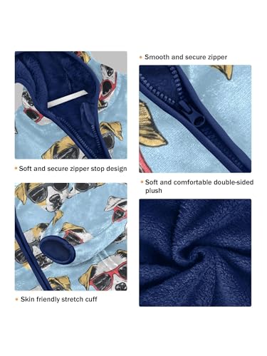 Dog Wearing Sunglasses Girls Fleece Jacket Girls Fall Jacket Boys Coats Zip Up Hoodie Children Sherpa Warm Outerwear 2-10T3