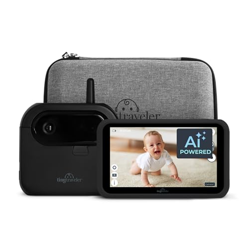 Image of Tiny Traveler Ai Smart Wireless Baby Car Monitor with Travel Kit & Power Bank- AI-Powered Safety Alerts Detection, Virtual Fence, Long Range 1000ft Night Vision Lullabies Night Light - Black