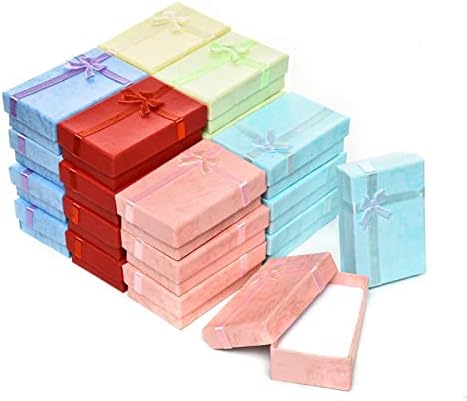 24-Piece Gifts Box Set, AQUEENLY Jewelry Gift Boxes for Rings, Pendants, Earring, Necklaces - Cardboard Jewelry Boxes for Anniversaries, Weddings, Birthdays, Assorted Colors - 3.2 x 2.0 x 1.1 Inches