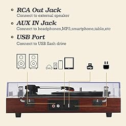 Chinflly Platine Vinyle Bluetooth, Tourne Disque Vinyle avec USB AUX Haut-Parleur Stéréo Intégré Conception de Valise… - Les Beatles, Paul McCartney, John Lennon, RIngo Starr, George Harrison Chinflly Platine Vinyle Bluetooth, Tourne Disque Vinyle avec USB AUX Haut-Parleur Stéréo Intégré Conception de Valise… – Image 4