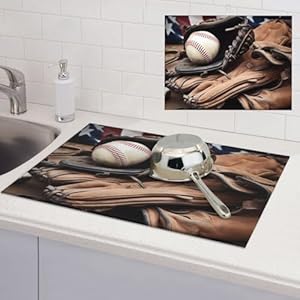 Baseball Equipment Dish Drying Mat for Kitchen Counter Microfiber Absorbent NonSlip Kitchen Dish Drying Pad for Dishes 18 x 24 in Hanging Dishes Drainer Rack Mats Large Dish Rack Pad
