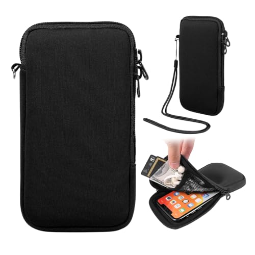 Custodia per Cellulare in Neoprene, Custodie Protettiva Universale Per Telefono, Borsa Per Telefono con Cinturino,Tasca per Cellulari con Cerniera, Verticale Custodia per Telefono con Cordino
