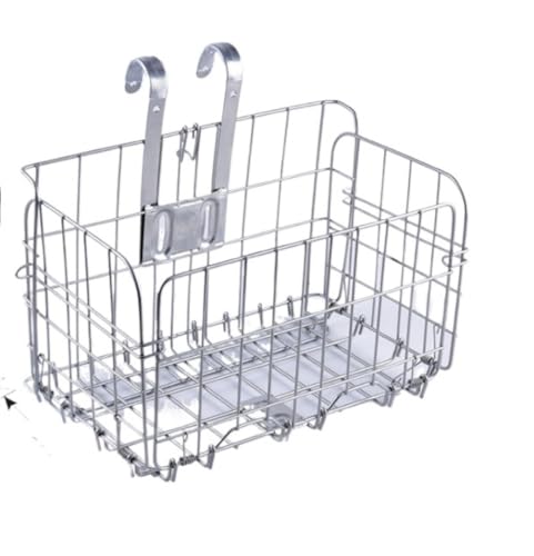 Apaeofl自転車 カゴ バスケット 前後汎用品ろかご 折り畳み OVTSPO ブラック 適し クロスバイク マウンテンバイク 買い物 通勤車等用 (ベアリング40ポンド,シルバー)