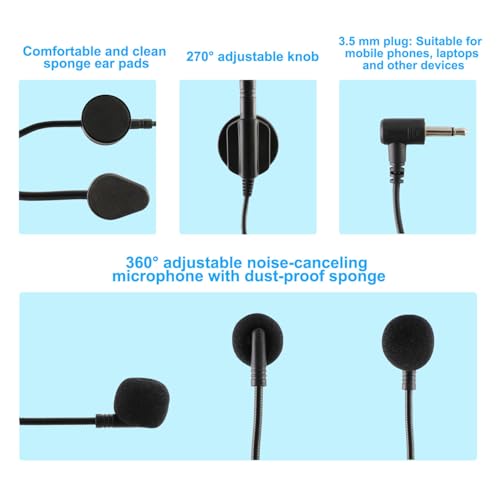 EXMAX 3 pcs 3.5mm Headset Microphone Flexible Wired Boom for Belt Pack Mic Systems Tour Guide System Voice Amplifier Teachers Speaker Coach - 3 Pack miniatura 7