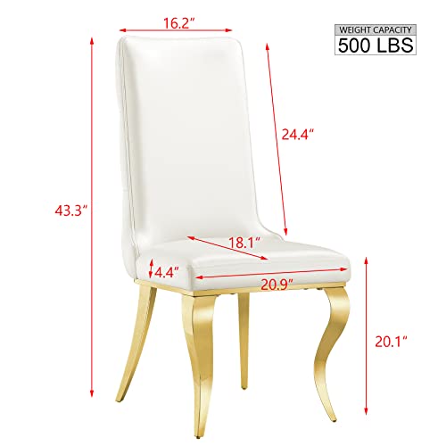 Azhome Dining Chairs, White Faux Leather Upholstered Dining Room Chairs In Button-Tufted Back, Dining Chairs With Gold Legs For Kitchen Dining Room, Set Of 6 #TOP2