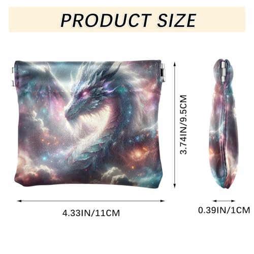 Luminous Galactic Dragon Coin Purse Leather Pouch Change Purse, Squeeze Coin Pouch for Cards, Keys & Lipsticks, Unisex3