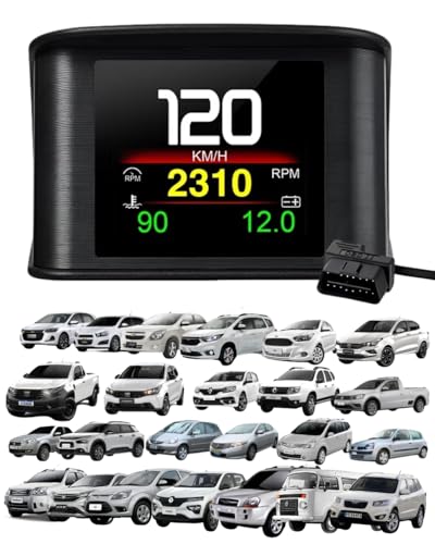 P10 Car Pro HUD P10 Pro OBD2 Display Marcador De Temperatura Velocidade RPM Voltímetro com Medidor Temperaturar Medidor Temperatura Indicador para Veículos, Medido Temperaturar Água Automotivo, Carro