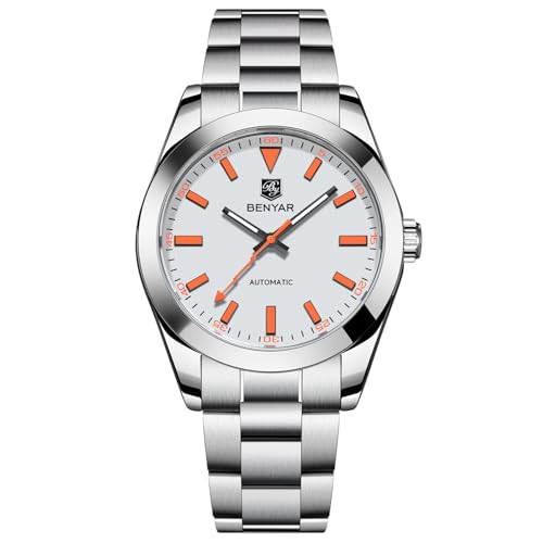 BENYAR - Reloj mecánico automático para hombre, modelo 5218, esfera de cristal de zafiro, acero inoxidable, resistente al agua hasta 100 m, cuerda automática, reloj de pulsera para vestir de negocios BENYAR - Reloj mecánico automático para hombre, modelo 5218, esfera de cristal de zafiro, acero inoxidable, resistente al agua hasta 100 m, cuerda automática, reloj de pulsera para vestir de negocios