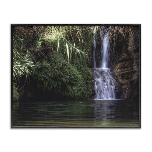 'Tranquil Waterfall Rainforest Environment'| Framed Giclee Art