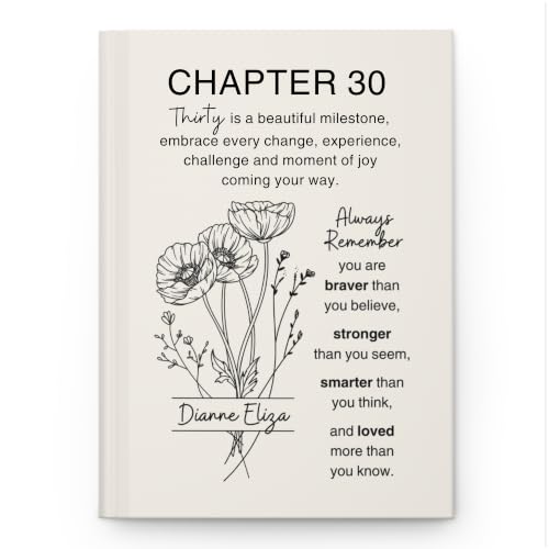 Personalized 30th Birthday Journal for Women, Custom Name Birth Flower Notebook, Hardcover Floral Writing Diary, Matte Lined Journal Gift for Daughter, Granddaughter, Niece, Sister or Best Friend - ABDAY30_9