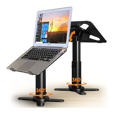 Nauttxon Standing Laptop Stand for Desk with 360° Rotating Base - Adjustable Height Angle Computer Stand for Laptop - Ergonomic Desk Laptop Stand for MacBook Pro/Air Dell Lenovo HP 11"-17" Laptops Cover