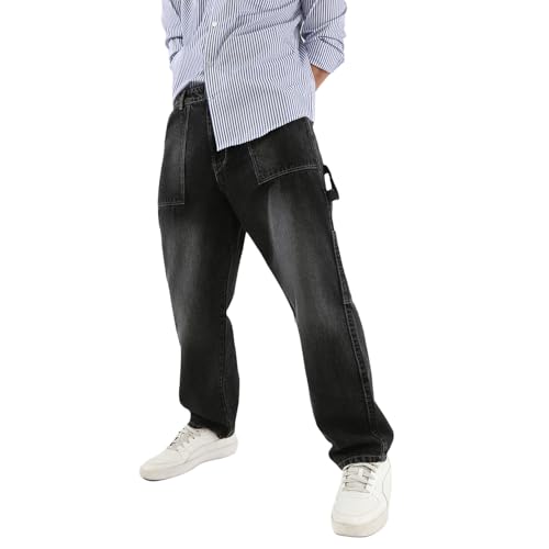 Image of Urbano Fashion Men's Loose Baggy Fit Cargo Carpenter Jeans with 6 Pockets Non-Stretchable