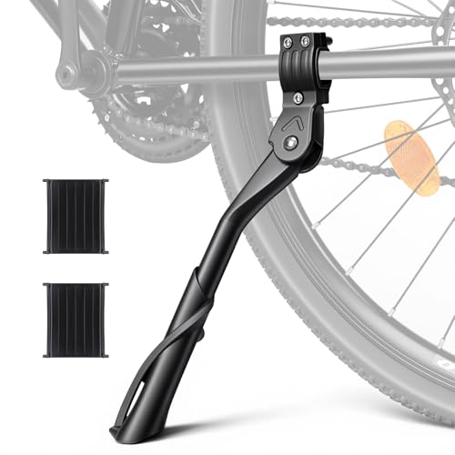 WSDCAM Bike Kickstand for Adult Bike, Adjustable Rear Side Bike Kick Stand for 24”-29' for Bicycles, Aluminum Alloy Sturdy Non-Slip Wider Base Stands For Mountain Bikes, Road Bikes, Cargo bicycle etc.