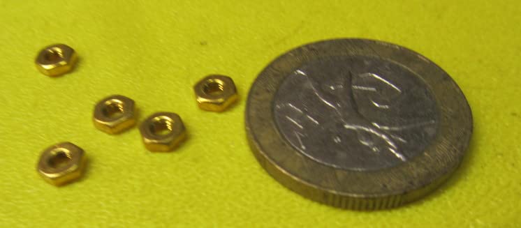 Brass Hex Nuts RH 2-64 Thread x 3/16 W x 1/16 H 200 Pcs