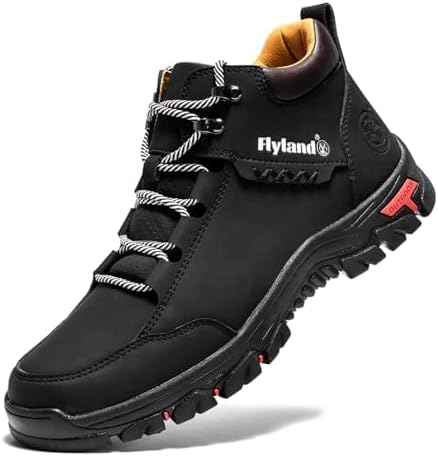 FLYLAND Men's Casual Leather Shoes Chukka Ankle Boots Handmade Fashion Shoes Non Slip Breathable Comfortable Mid Top for Driving Walking Outdoor