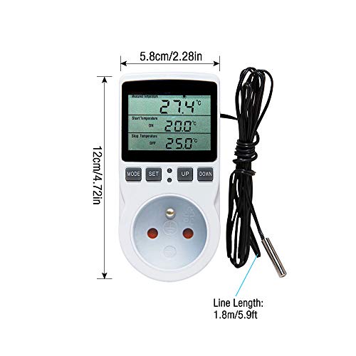 Furado Regulateur Température Numérique, Prise Thermostat Chauffage Refroidissement Regulateur De Temperature Lcd, 230v Pour Régulateur Température Ferme à Effet Serre/Thermostat Terrarium(prise Fr) - Image 3