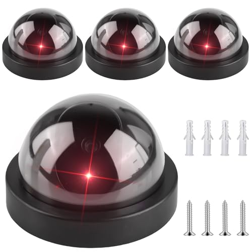 GOEDCH Lot de 4 Caméra Attrape : Caméra de Surveillance factice Fausse Caméra de Surveillance avec Lumière LED Clignotante - Outil de Dissuasion Visuel pour Maison, Boutique et Sécurité du Site