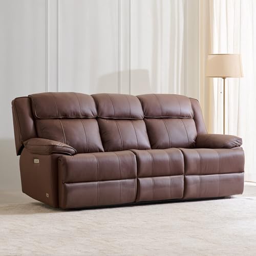 Image of Home Centre | Torino | Electric Recliner | Half Leather | Solid Wood | 3 Seater Recliners | Brown | 2 Years Warranty